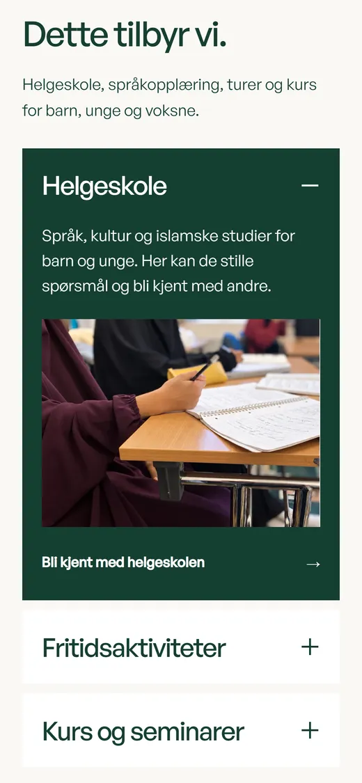 Iqra Senter på mobil: tilbudet, helgeskolen