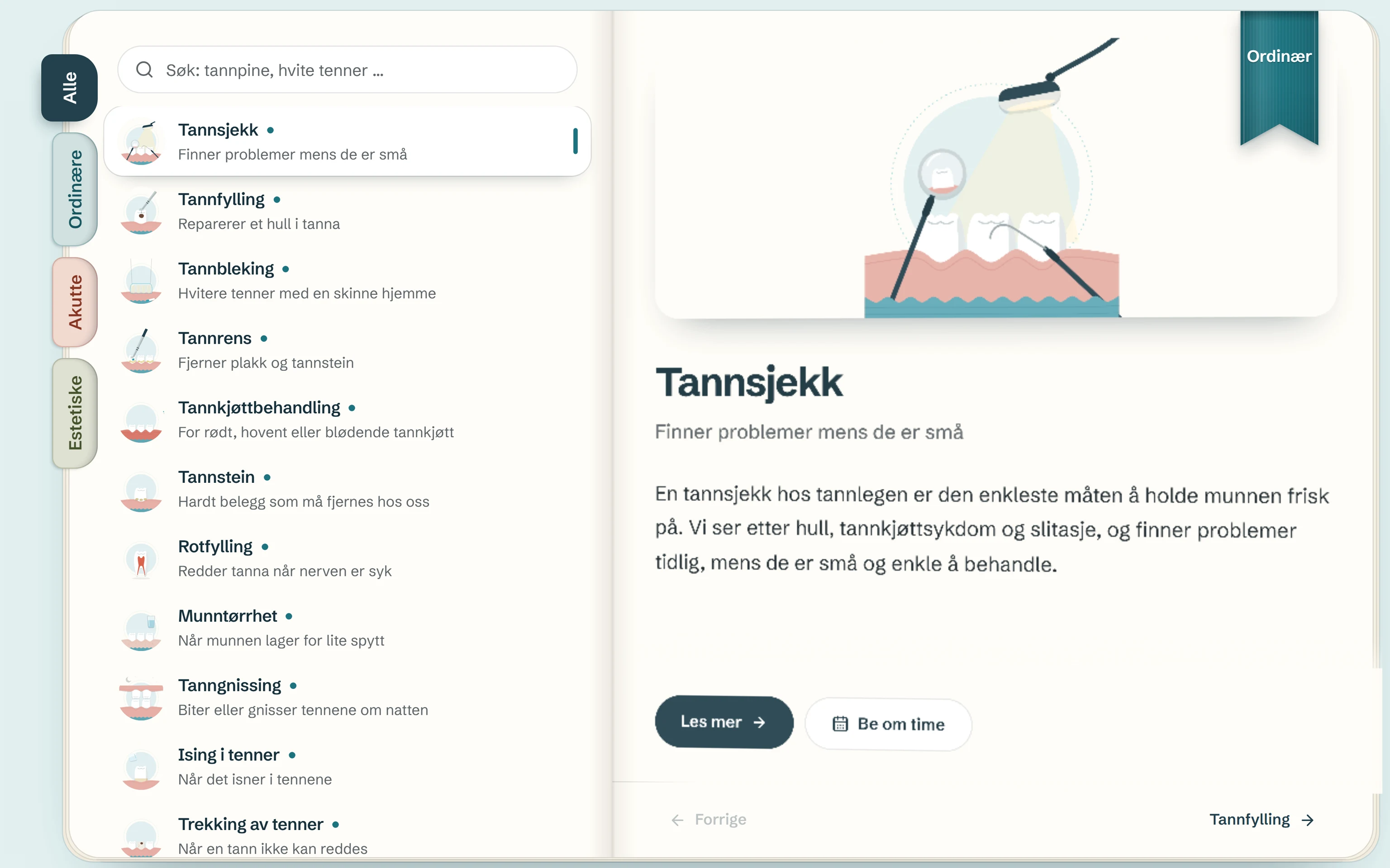Behandlingsboken til Kongsvinger Tannhelse på PC, med Tannsjekk åpnet