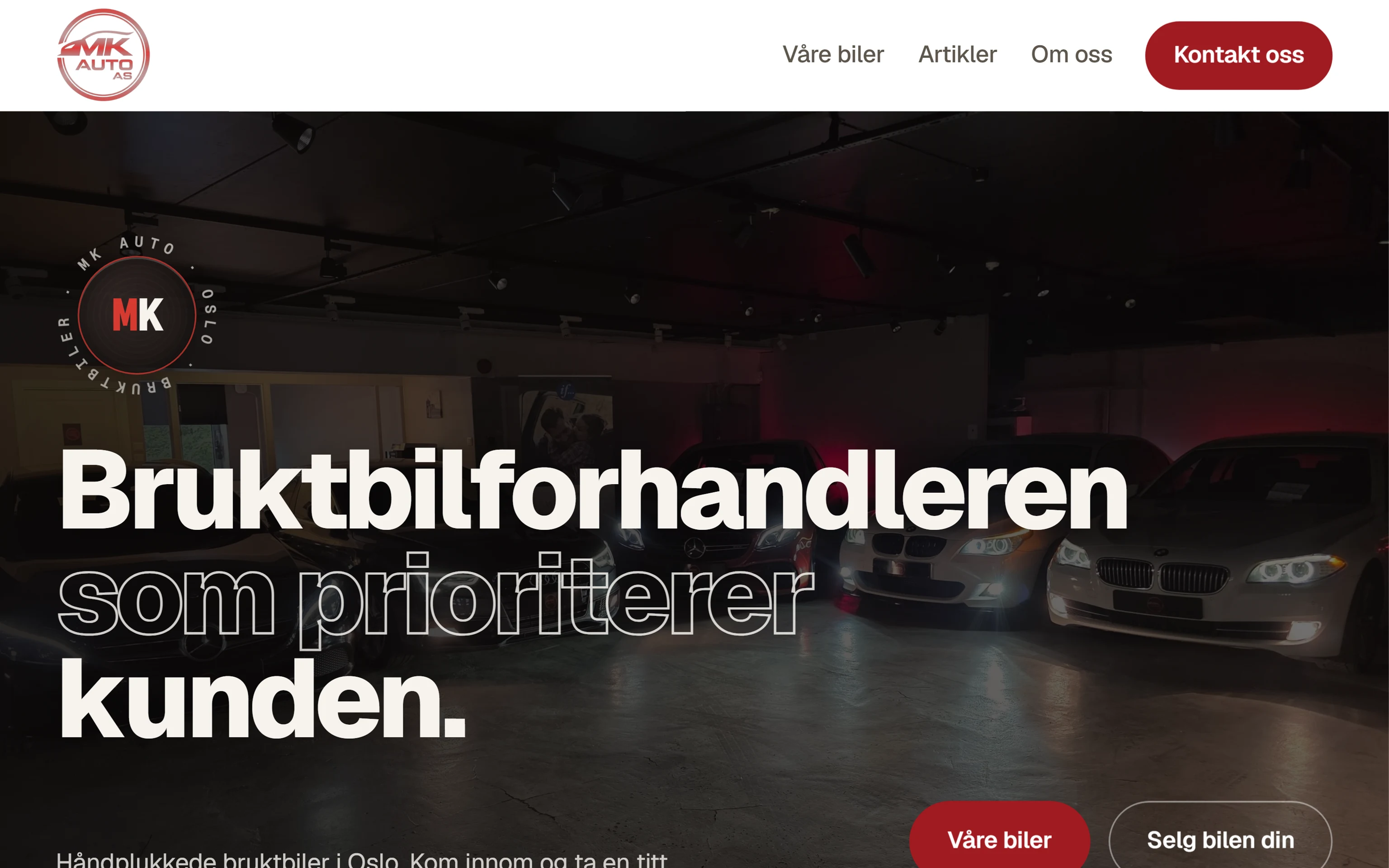 MK Auto sin forside på PC: «Bruktbilforhandleren som prioriterer kunden»