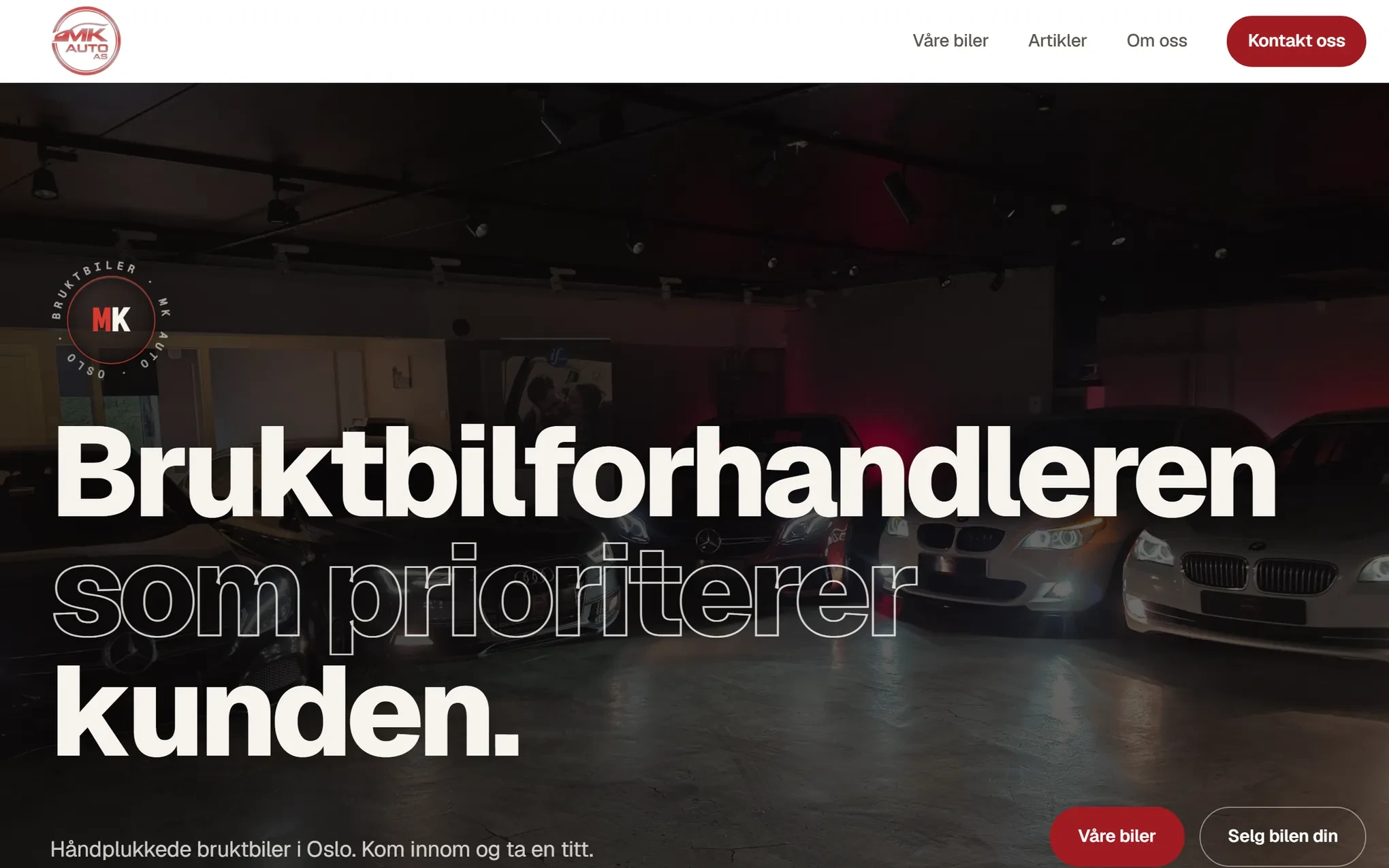 MK Auto sin forside på PC: «Bruktbilforhandleren som prioriterer kunden»