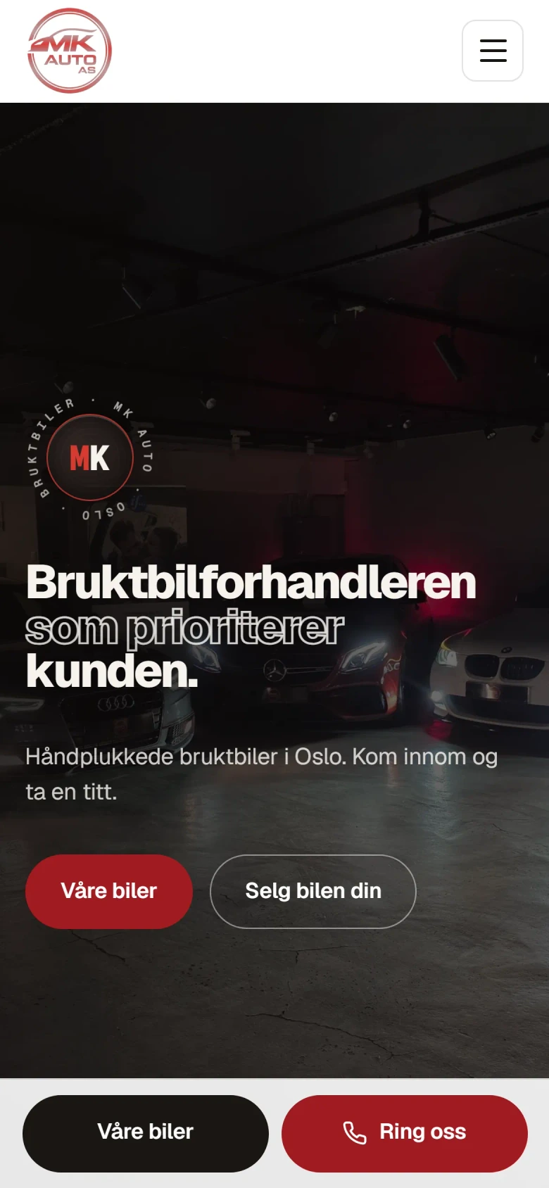 Samme forside på mobil